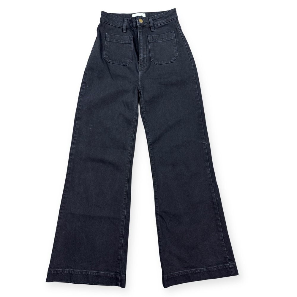 ROLLA'S Dark Black High-Rise Wide Leg Flare Jeans